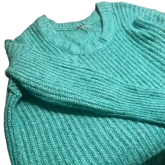 Free People slouchy sweater Knitted Blue Bell V Neck Pullover medium oversized - Picture 13 of 16